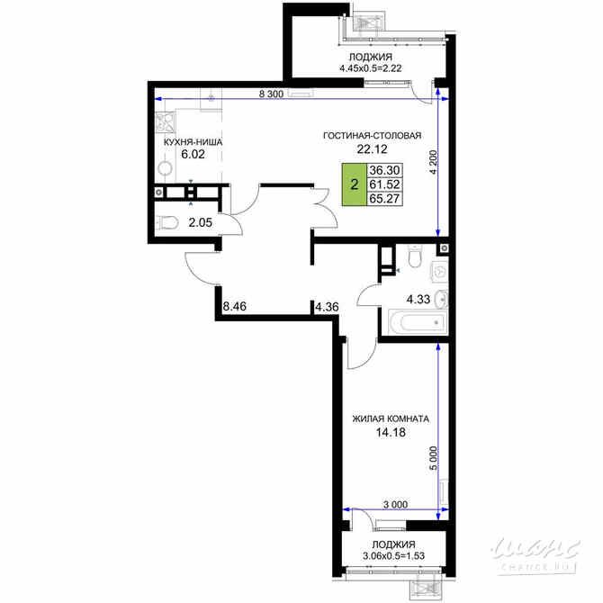 2-к квартира, 65.27 м², этаж 15/18 Краснодар - изображение 2