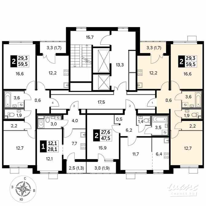 2-к квартира, 59.5 м², этаж 24/25 Люберцы - изображение 4
