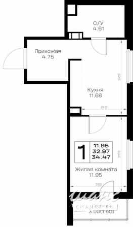 1-к квартира, 34.47 м², этаж 3/8 Всеволожск - изображение 3