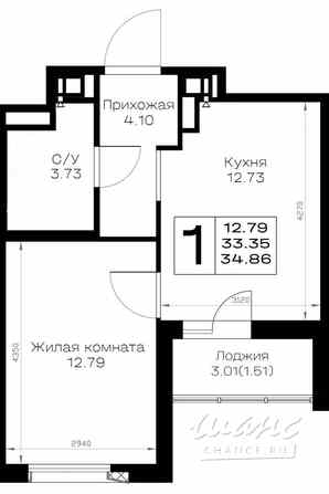 1-к квартира, 34.86 м², этаж 7/8 Всеволожск - изображение 3