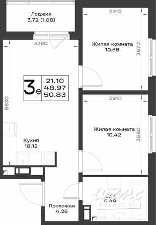 2-к квартира, 50.83 м², этаж 3/23 Всеволожск - изображение 3