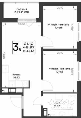 2-к квартира, 50.83 м², этаж 5/23 Всеволожск - изображение 3