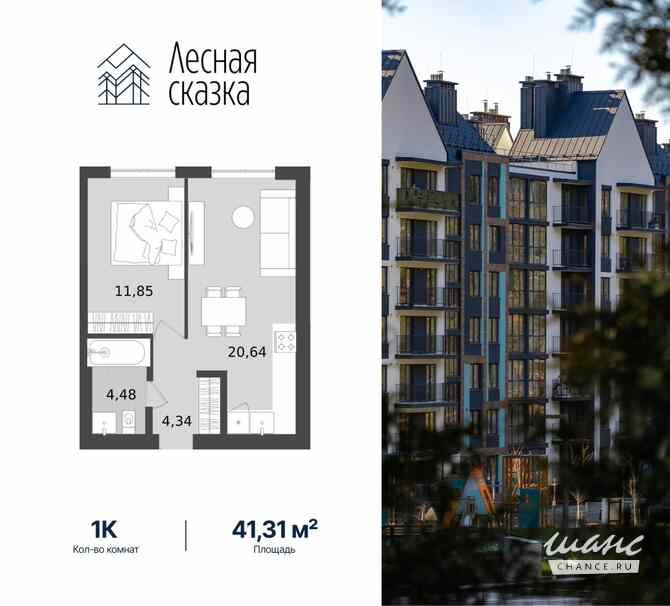 1-к квартира, 41.31 м², этаж 1/4 Светлогорск - изображение 3