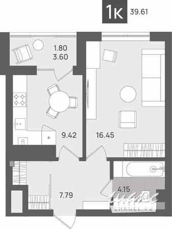 1-к квартира, 40 м², этаж 7/7 Светлогорск - изображение 3