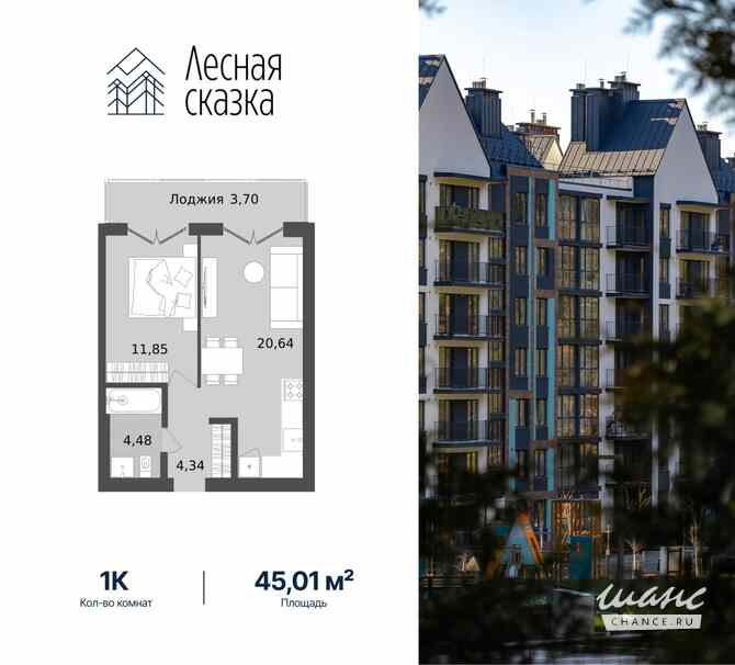 1-к квартира, 45 м², этаж 3/4 Светлогорск - изображение 3