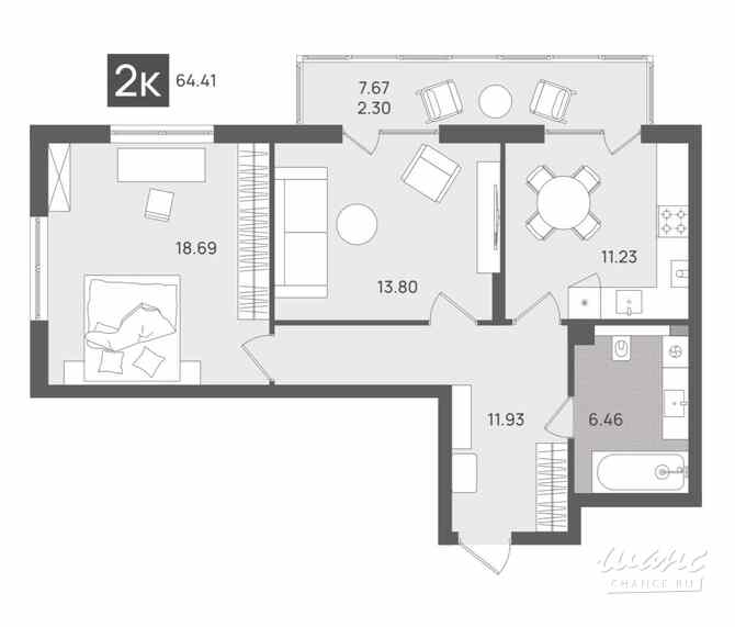 2-к квартира, 64.41 м², этаж 2/5 Светлогорск - изображение 3