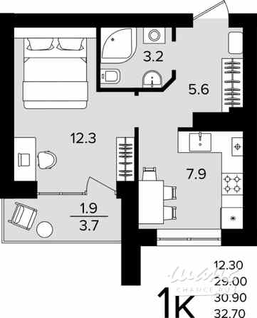 1-к квартира, 30.9 м², этаж 2/4 Гурьевск - изображение 3