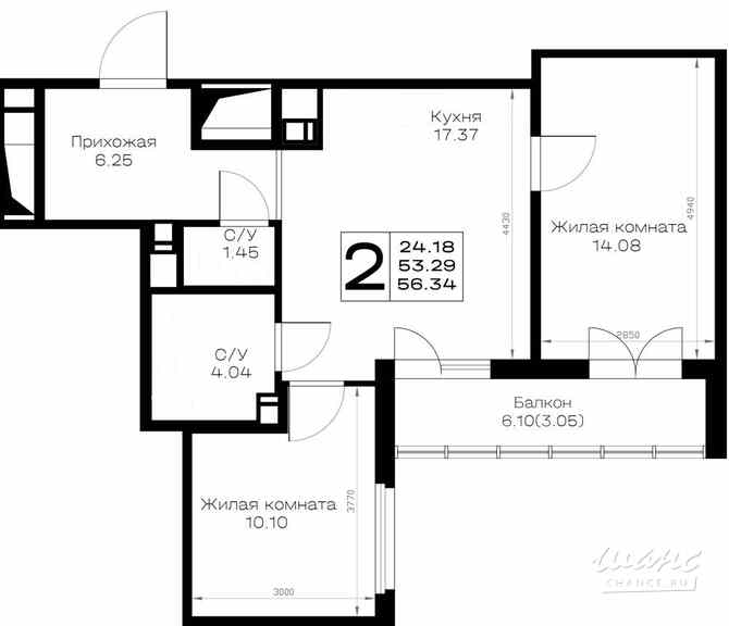 2-к квартира, 57.34 м², этаж 8/8 Всеволожск - изображение 3