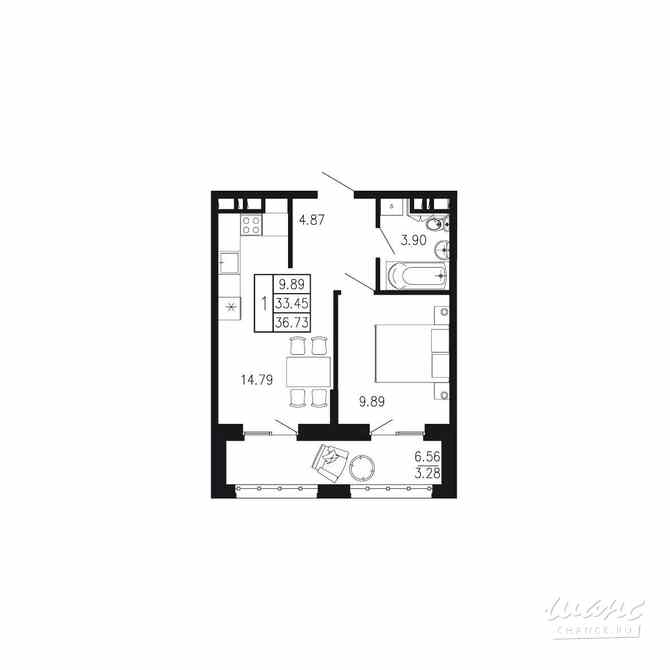 1-к квартира, 36.73 м², этаж 2/8 Крым - изображение 3