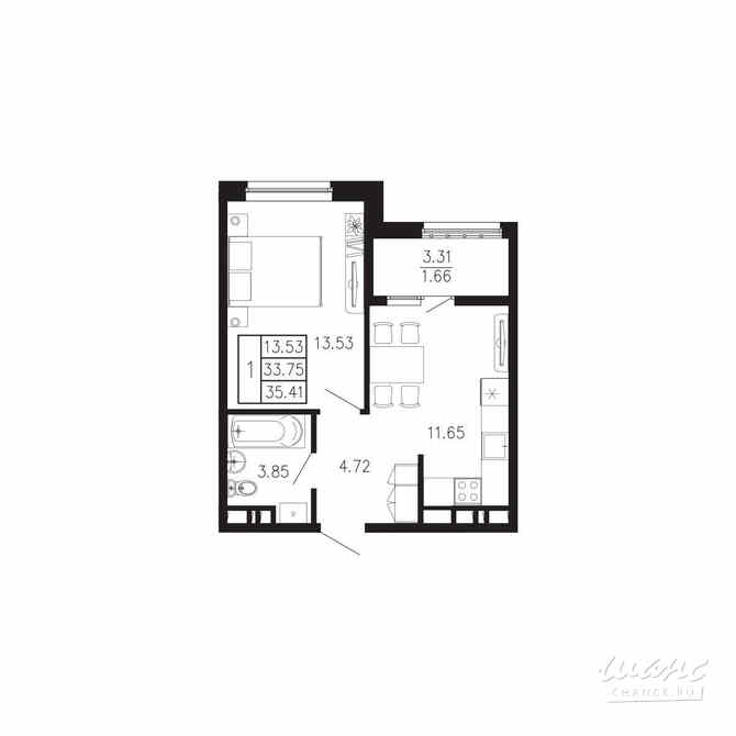 1-к квартира, 35.41 м², этаж 6/9 Крым - изображение 3