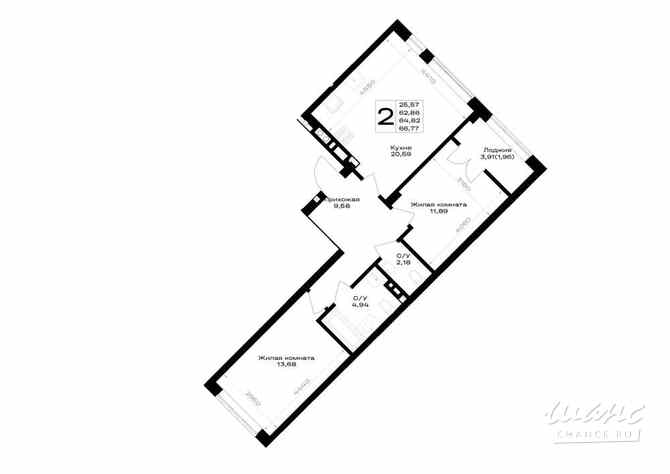 2-к квартира, 64.82 м², этаж 2/7 Гурьевск - изображение 3