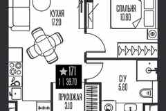 1-к квартира, 36.7 м², этаж 15/56