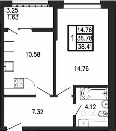 1-к квартира, 38.41 м², этаж 2/9 Крым - изображение 2