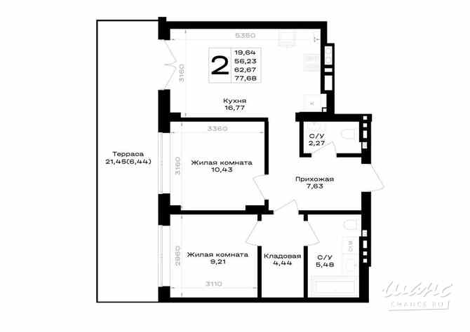 2-к квартира, 62.67 м², этаж 1/7 Гурьевск - изображение 3