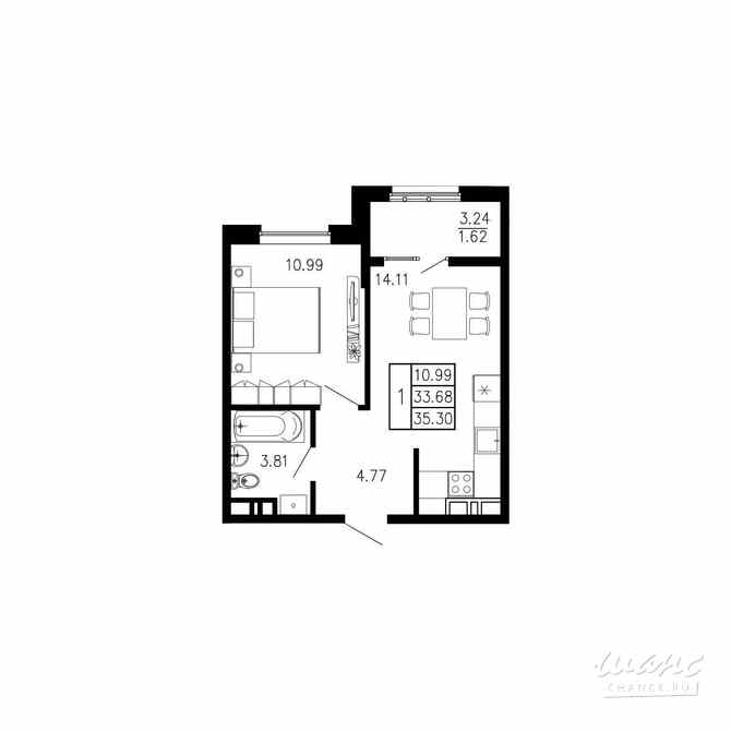 1-к квартира, 35.3 м², этаж 2/9 Крым - изображение 3