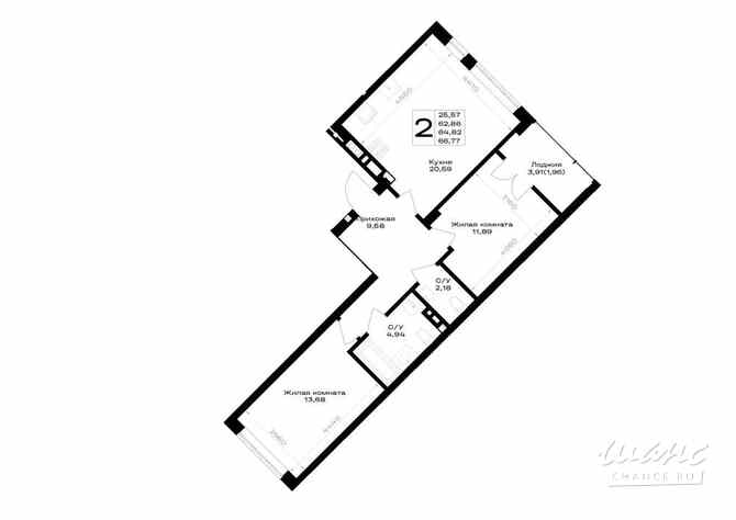2-к квартира, 64.82 м², этаж 3/7 Гурьевск - изображение 3