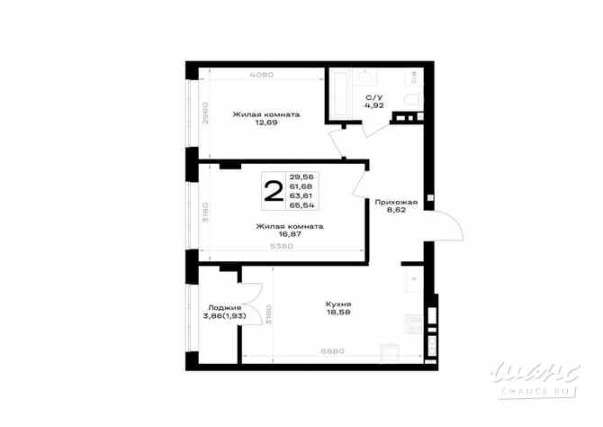 2-к квартира, 63.61 м², этаж 7/7 Гурьевск - изображение 3