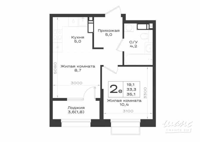 2-к квартира, 35.1 м², этаж 17/18 Аксай - изображение 3