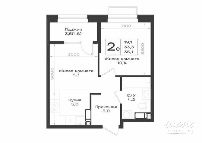 2-к квартира, 35.1 м², этаж 18/18 Аксай - изображение 3