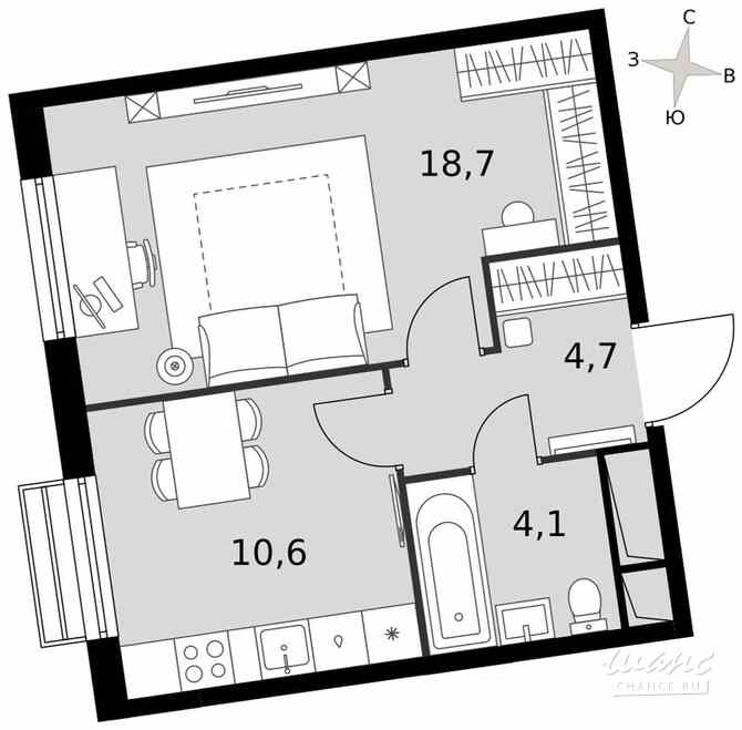 1-к квартира, 38.1 м², этаж 8/16 Москва - изображение 2