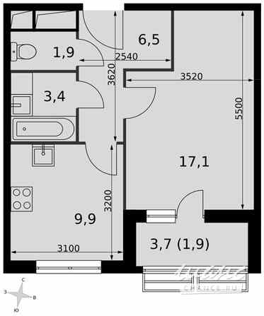 1-к квартира, 40.7 м², этаж 5/16 Москва - изображение 1