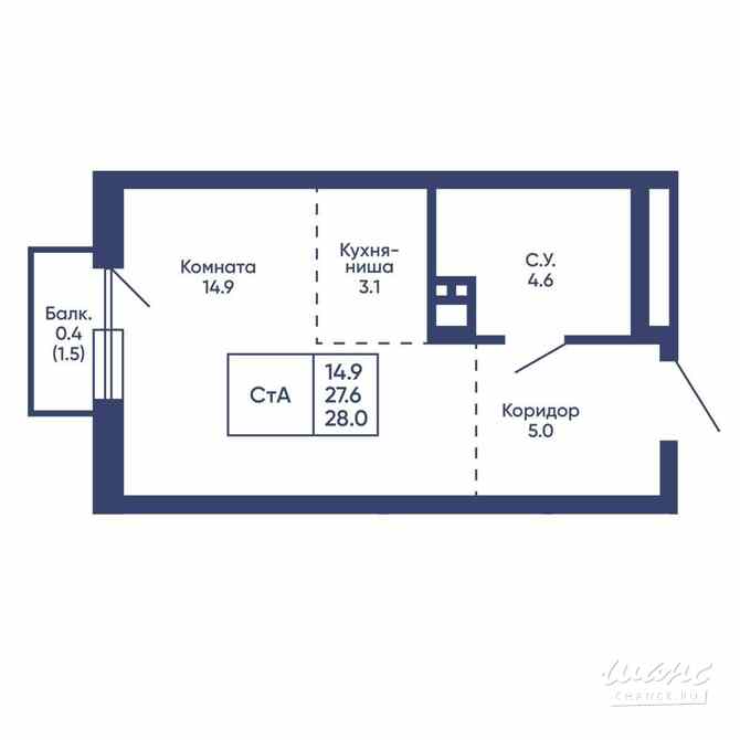 1-к квартира, 28 м², этаж 8/28 Новосибирск - изображение 3