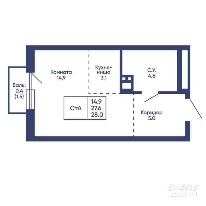 1-к квартира, 28 м², этаж 9/28 Новосибирск - изображение 3