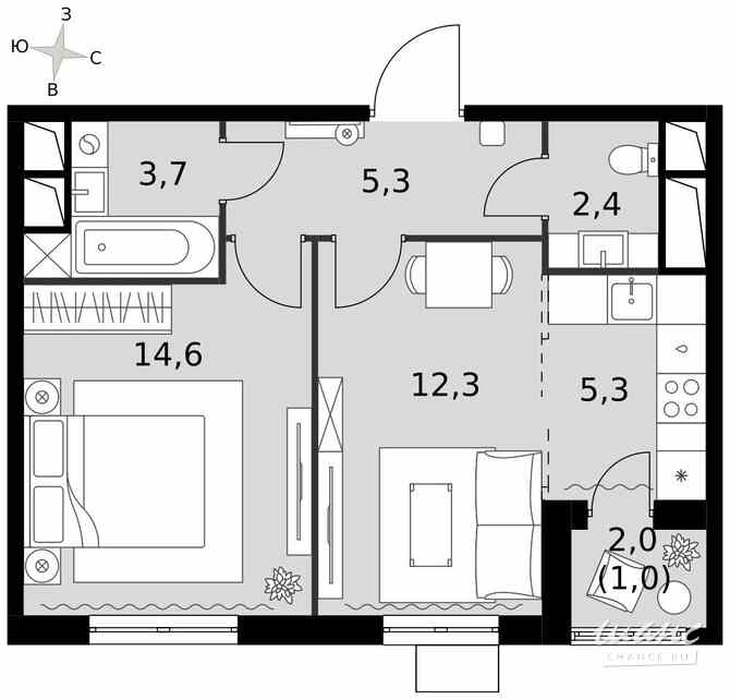 2-к квартира, 44.6 м², этаж 6/16 Москва - изображение 2