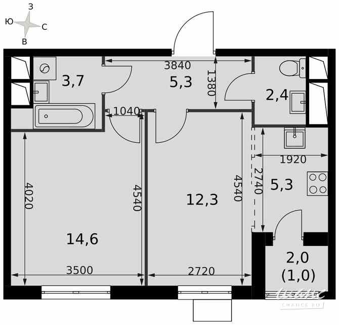 2-к квартира, 44.6 м², этаж 6/16 Москва - изображение 1