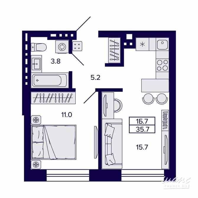 1-к квартира, 35.7 м², этаж 8/20 Новосибирск - изображение 1