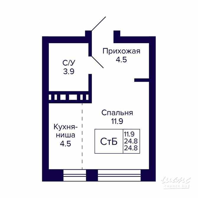 1-к квартира, 24.8 м², этаж 11/20 Новосибирск - изображение 3