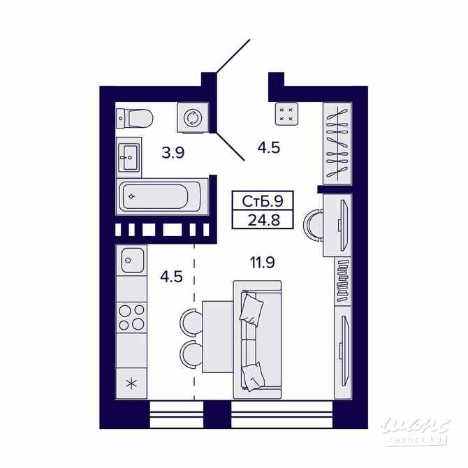 1-к квартира, 24.8 м², этаж 11/20 Новосибирск - изображение 1