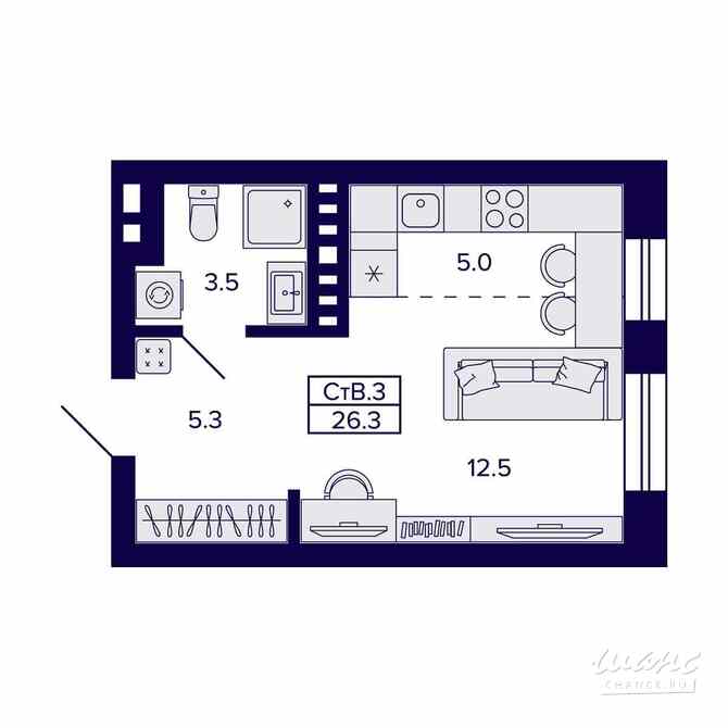 1-к квартира, 26.3 м², этаж 3/20 Новосибирск - изображение 1