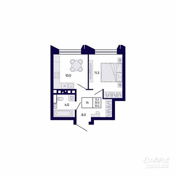 1-к квартира, 33.2 м², этаж 7/23 Новосибирск - изображение 1