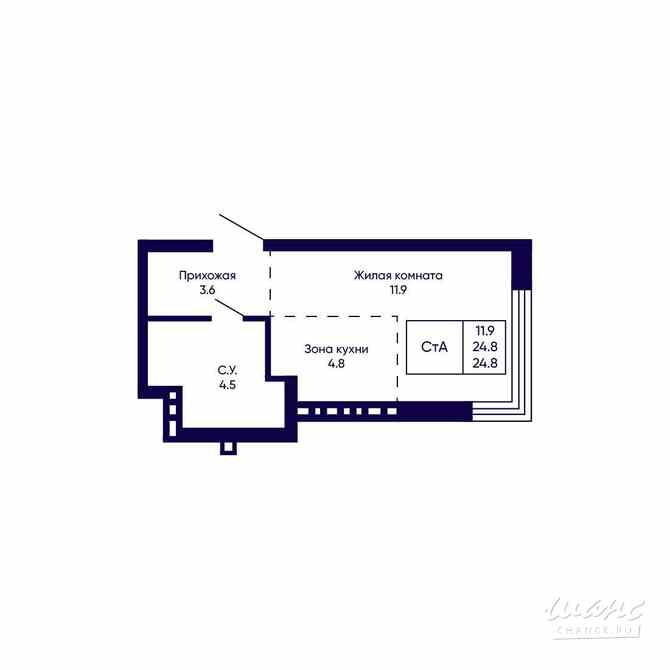1-к квартира, 24.8 м², этаж 4/23 Новосибирск - изображение 3