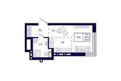 1-к квартира, 24.8 м², этаж 11/23