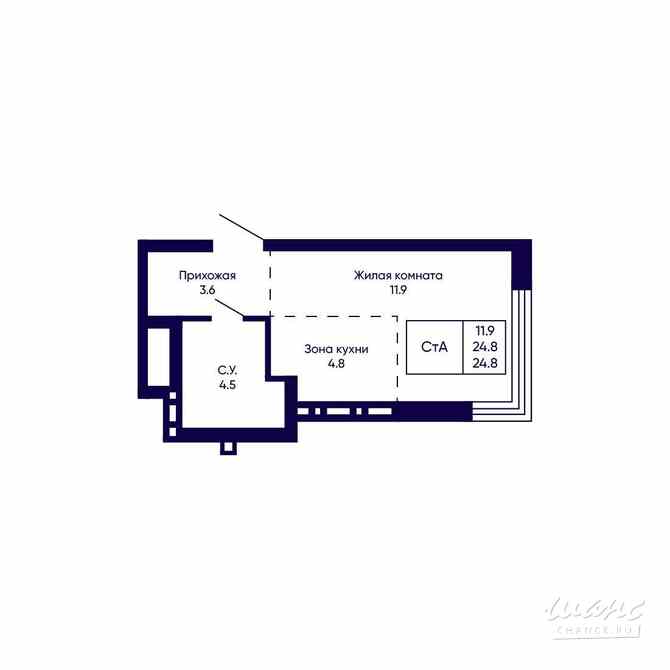 1-к квартира, 24.8 м², этаж 11/23 Новосибирск - изображение 3