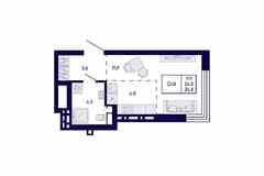 1-к квартира, 24.8 м², этаж 13/23