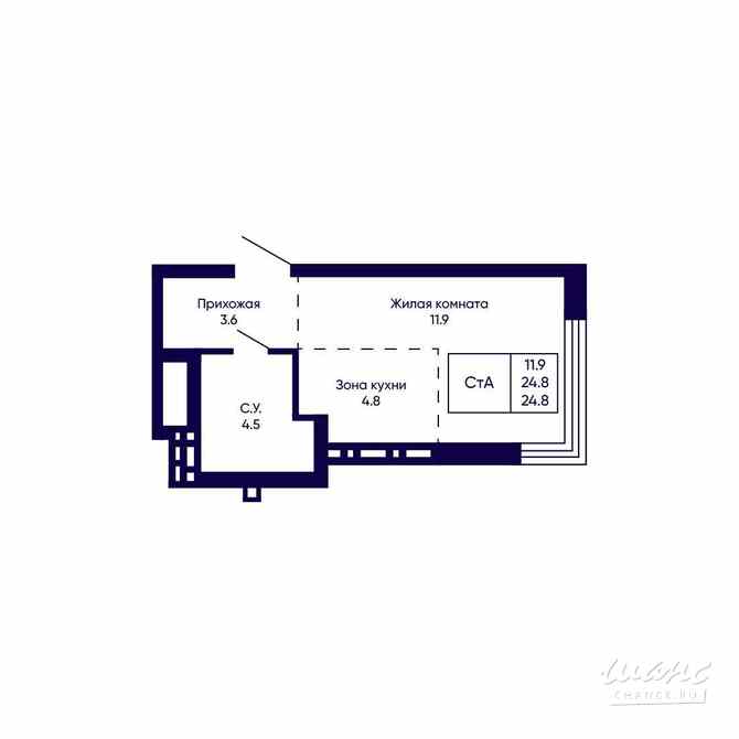 1-к квартира, 24.8 м², этаж 13/23 Новосибирск - изображение 3