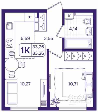 1-к квартира, 33.26 м², этаж 3/17 Владивосток - изображение 3