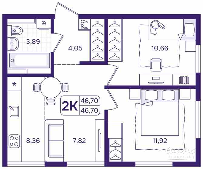 2-к квартира, 46.7 м², этаж 3/17 Владивосток - изображение 3