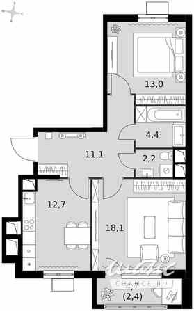 2-к квартира, 63.8 м², этаж 10/15 Москва - изображение 2