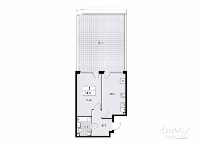 1-к квартира, 54.9 м², этаж 2/13 Коммунарка - изображение 3