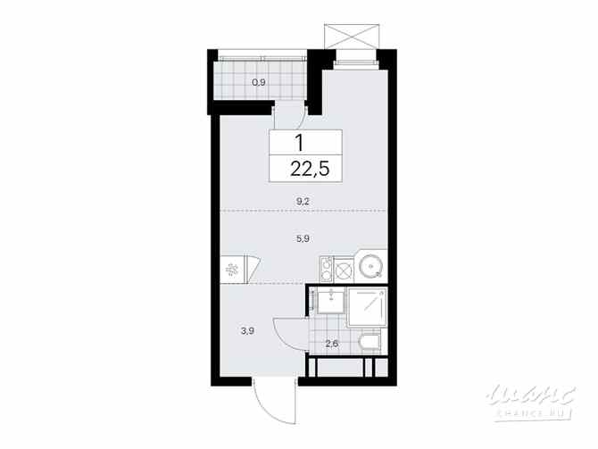 1-к квартира, 22.5 м², этаж 17/17 Коммунарка - изображение 3
