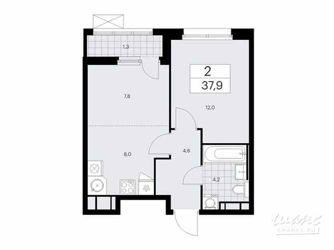 2-к квартира, 37.9 м², этаж 16/17 Коммунарка - изображение 3