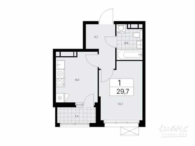1-к квартира, 29.7 м², этаж 13/14 Коммунарка - изображение 3