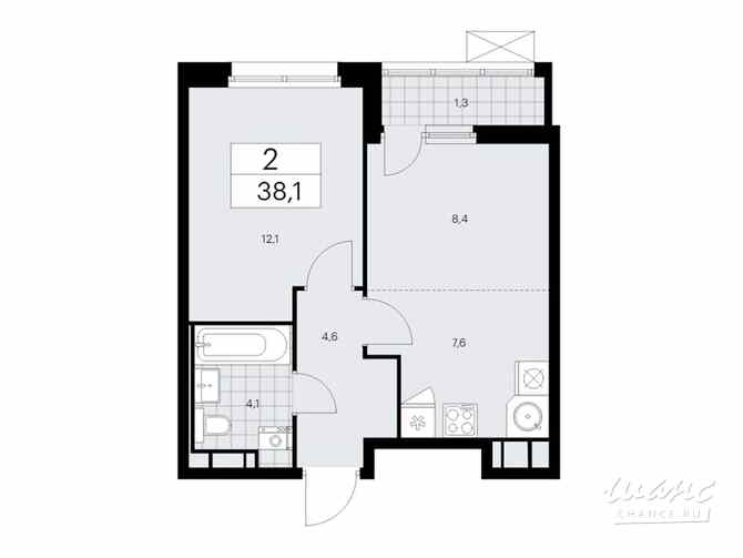 2-к квартира, 37.6 м², этаж 16/17 Коммунарка - изображение 3