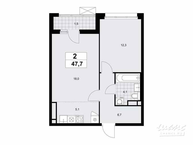 2-к квартира, 47.7 м², этаж 15/17 Коммунарка - изображение 3