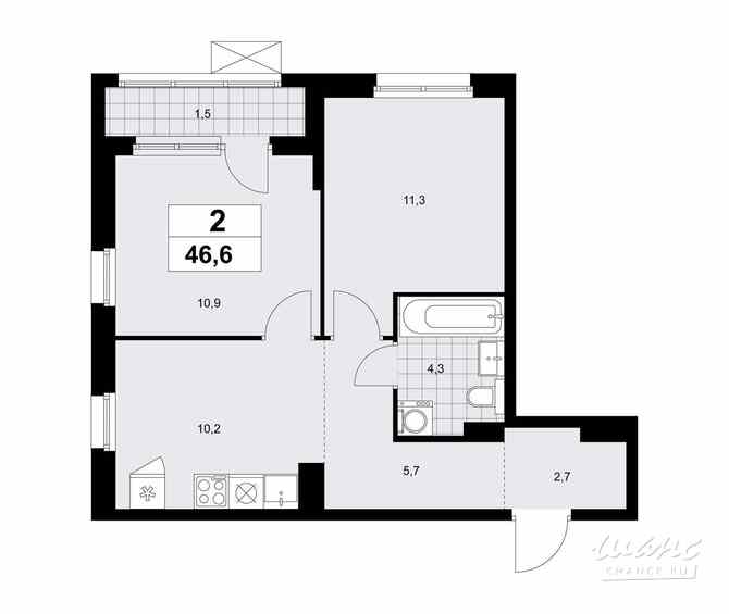 2-к квартира, 46.6 м², этаж 4/16 Коммунарка - изображение 3