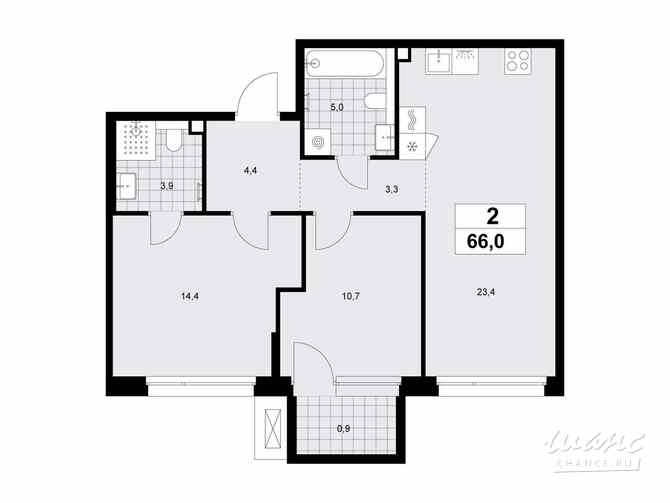 2-к квартира, 66 м², этаж 2/8 Москва - изображение 3